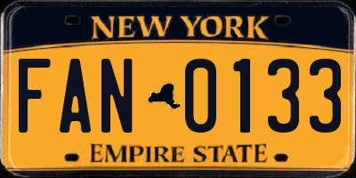 NY license plate FAN0133