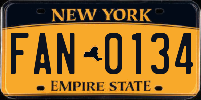 NY license plate FAN0134