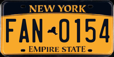 NY license plate FAN0154