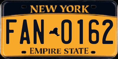 NY license plate FAN0162