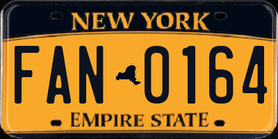 NY license plate FAN0164