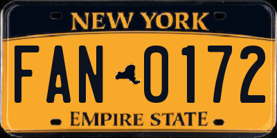 NY license plate FAN0172