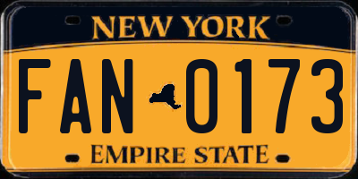 NY license plate FAN0173