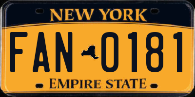 NY license plate FAN0181