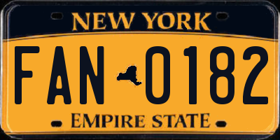 NY license plate FAN0182