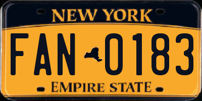 NY license plate FAN0183