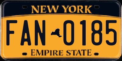 NY license plate FAN0185