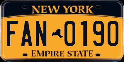 NY license plate FAN0190