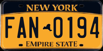 NY license plate FAN0194