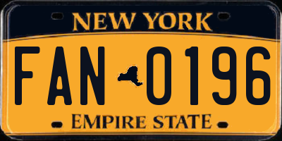 NY license plate FAN0196