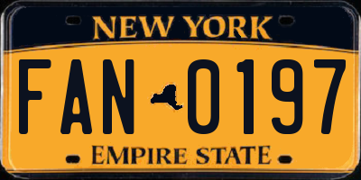 NY license plate FAN0197