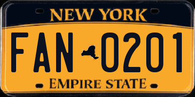 NY license plate FAN0201