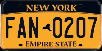 NY license plate FAN0207