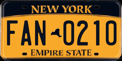 NY license plate FAN0210