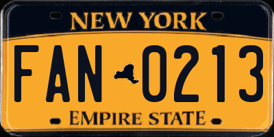 NY license plate FAN0213