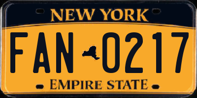 NY license plate FAN0217