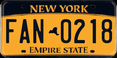 NY license plate FAN0218