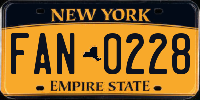 NY license plate FAN0228