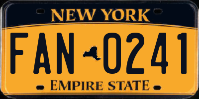 NY license plate FAN0241