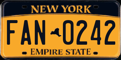 NY license plate FAN0242