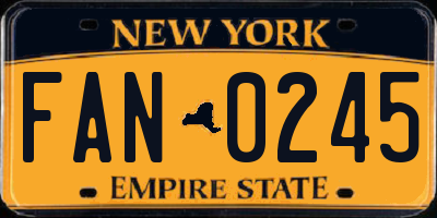 NY license plate FAN0245