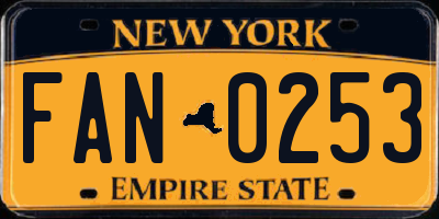 NY license plate FAN0253