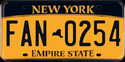 NY license plate FAN0254