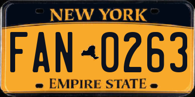 NY license plate FAN0263