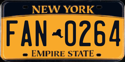 NY license plate FAN0264