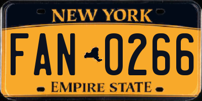 NY license plate FAN0266