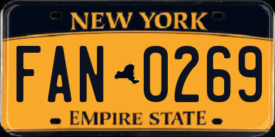 NY license plate FAN0269