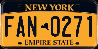 NY license plate FAN0271