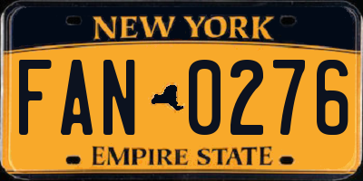 NY license plate FAN0276