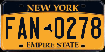 NY license plate FAN0278