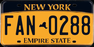 NY license plate FAN0288