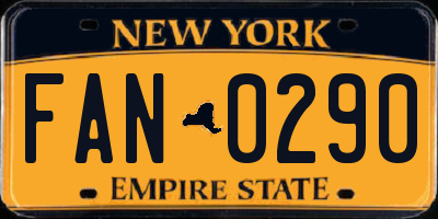 NY license plate FAN0290