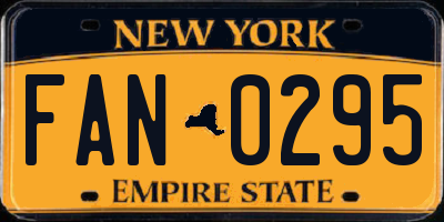 NY license plate FAN0295