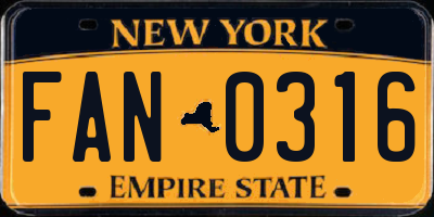 NY license plate FAN0316