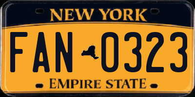 NY license plate FAN0323