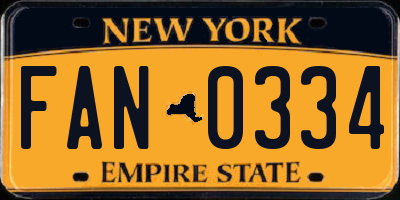 NY license plate FAN0334