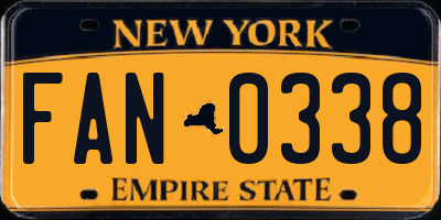 NY license plate FAN0338