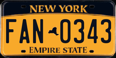 NY license plate FAN0343