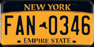 NY license plate FAN0346