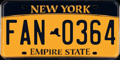 NY license plate FAN0364