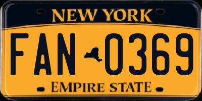 NY license plate FAN0369