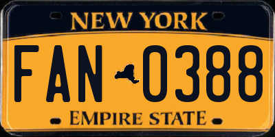 NY license plate FAN0388