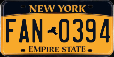 NY license plate FAN0394