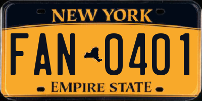 NY license plate FAN0401