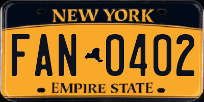 NY license plate FAN0402