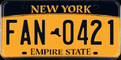 NY license plate FAN0421